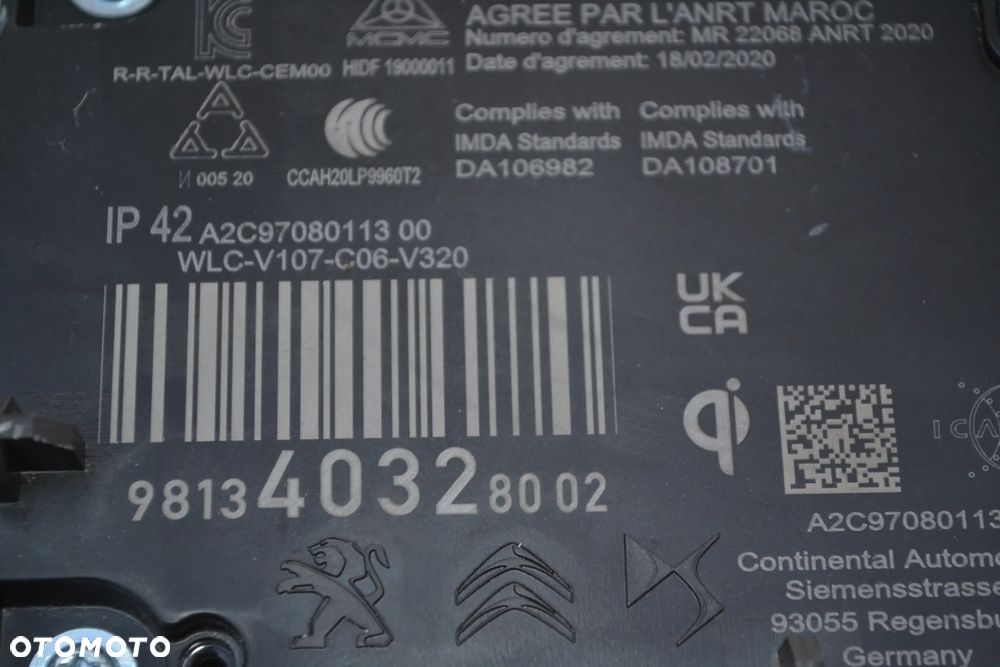 OPEL CITROEN PEUGEOT MODUŁ ŁADOWARKA INDUKCYJNA 9813403280 - 2