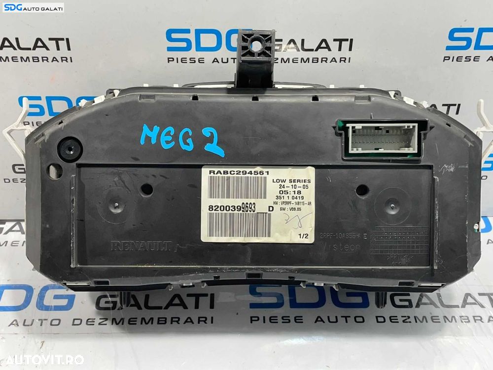 Ceas Ceasuri Cluster Instrumente Bord Renault Megane 2 1.5 1.9 DCI 2002 - 2008 Cod 8200399693D 8200399693 [L4695] - 3
