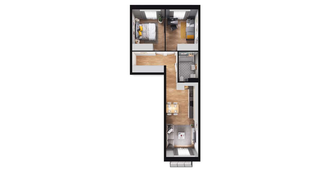 3-pokojowe mieszkanie 50m2 + balkon - Pełny obrazek: 3/23