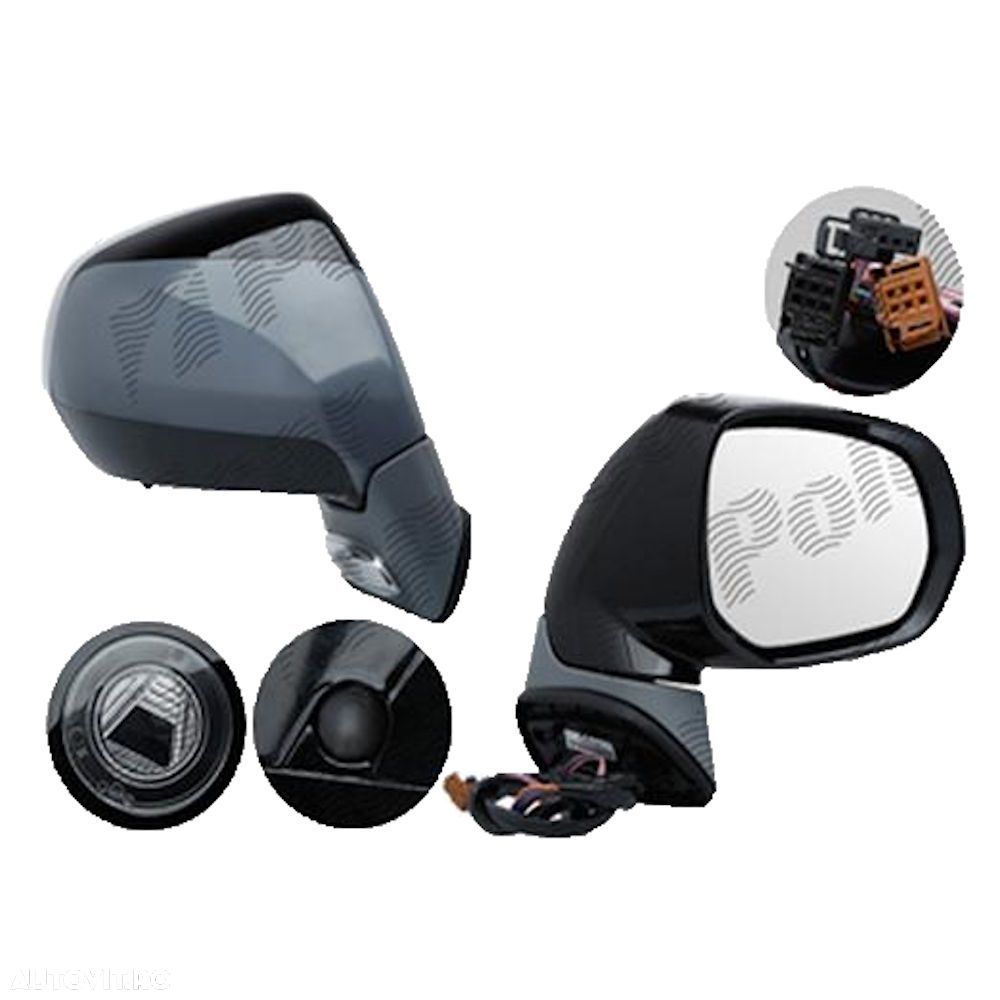 Oglinda usa exterioara Citroen C4 Picasso, 10.2013, partea Dreapta, electrica; grunduit; incalzit; sticla convexa; geam cromat; Senzor de temp; rabatabil; memorie; 16 pini; baza oglinda - Negru Perlat, cu - 1