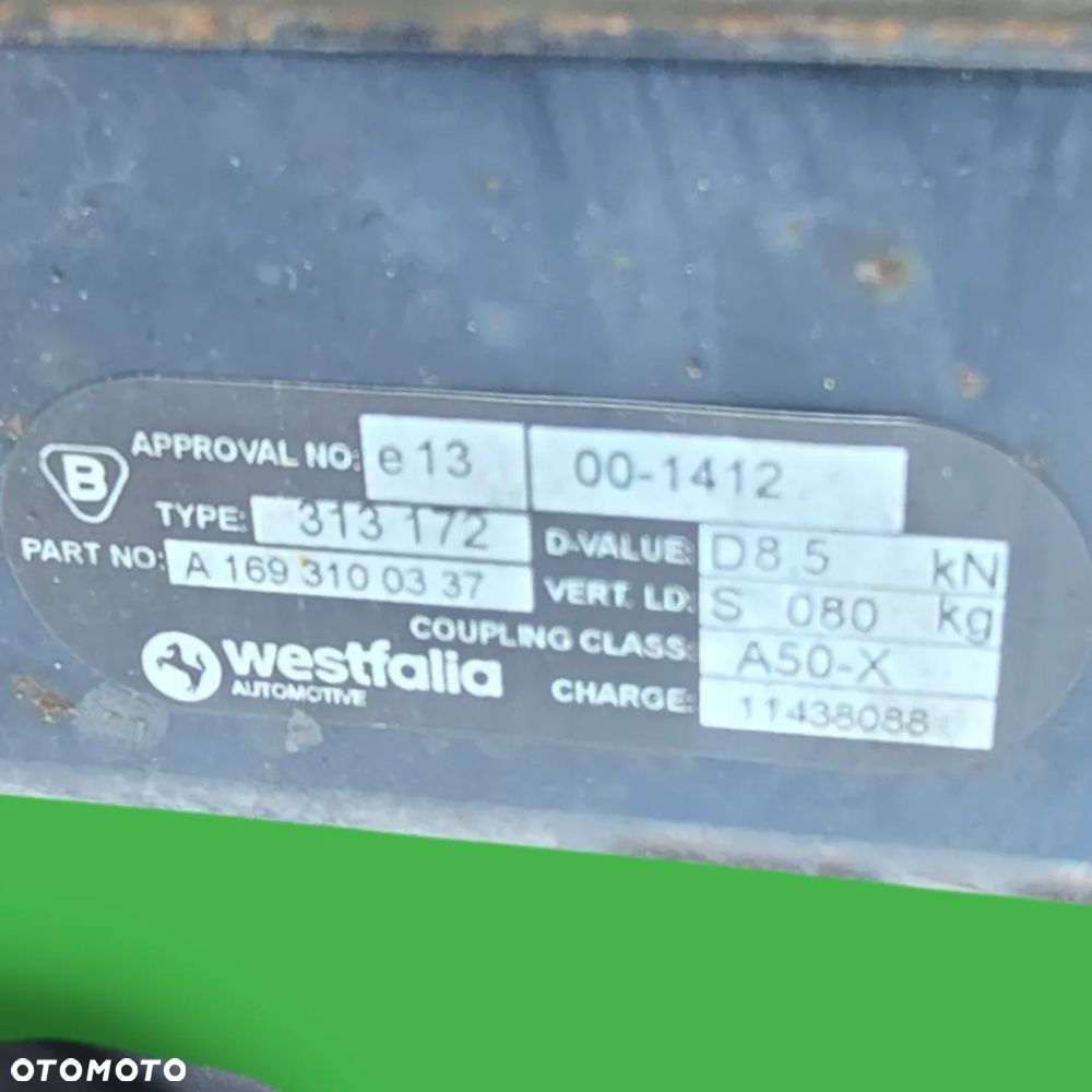 ORYGINALNY HAK WESTFALIA MERCEDES W169 A KLASA KOMPLET KULA MODUŁ ŚRUBY - 9
