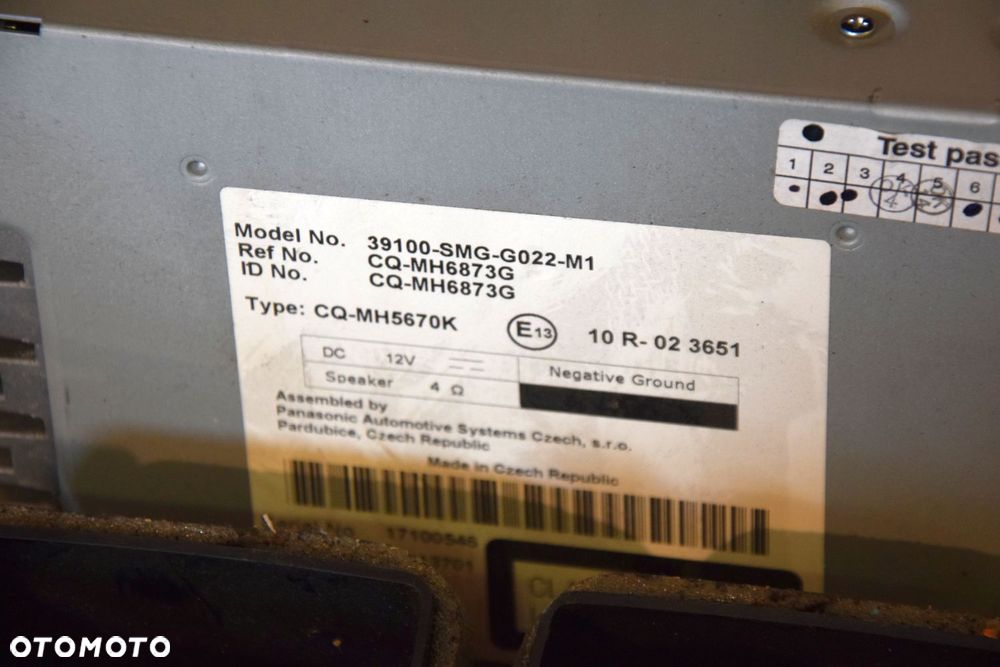Honda Civic VIII UFO 06-11 Radio oryginalne EUROPA 39100-SMG-G022-M1 z kratką nawiewu - 3