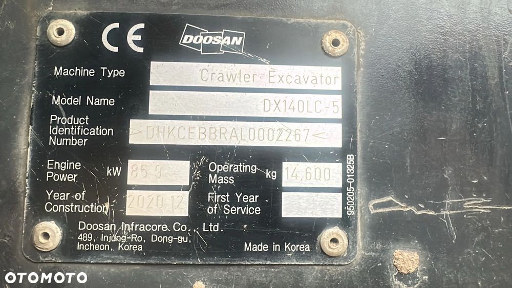 Doosan DX 140  LC - 5  KOPARKA GĄSIENICOWA GRUDZIEŃ 2020 rok - 20