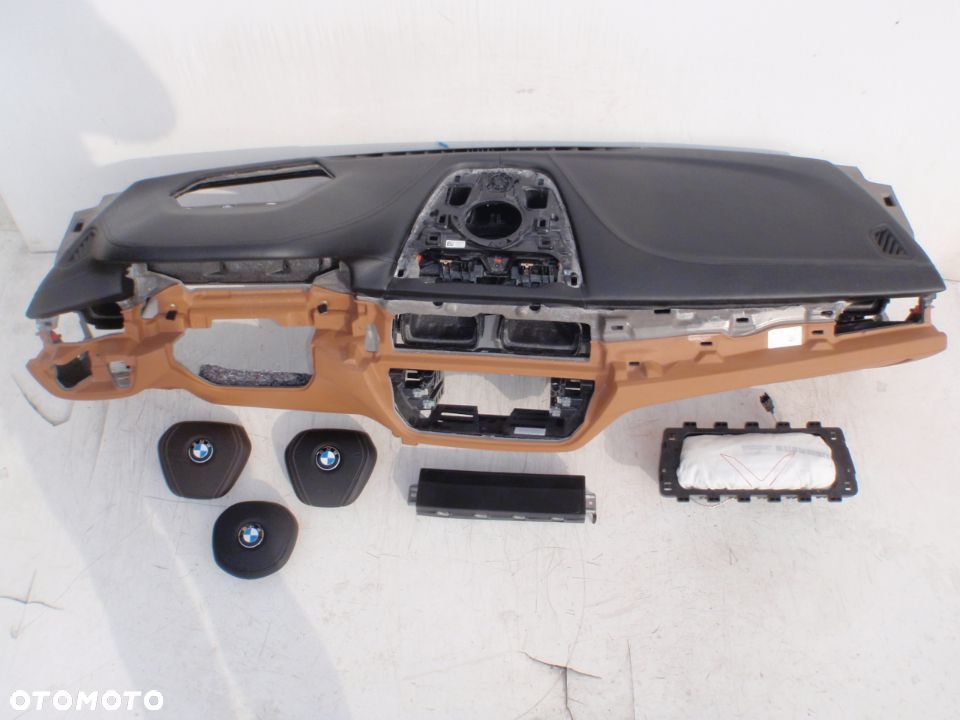 BMW 5 6 G30 G31 G32 F90 M5 DESKA KONSOLA KOKPIT PULPIT PÓŁKA PARAPET AIRBAG PODUSZKI PASY COGNAC Org - 11