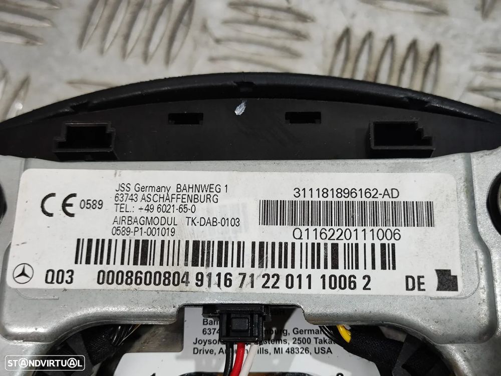 Volante + Airbag Completo em pele Mercedes Benz Class C W204 - Com comandos multifunções - 12