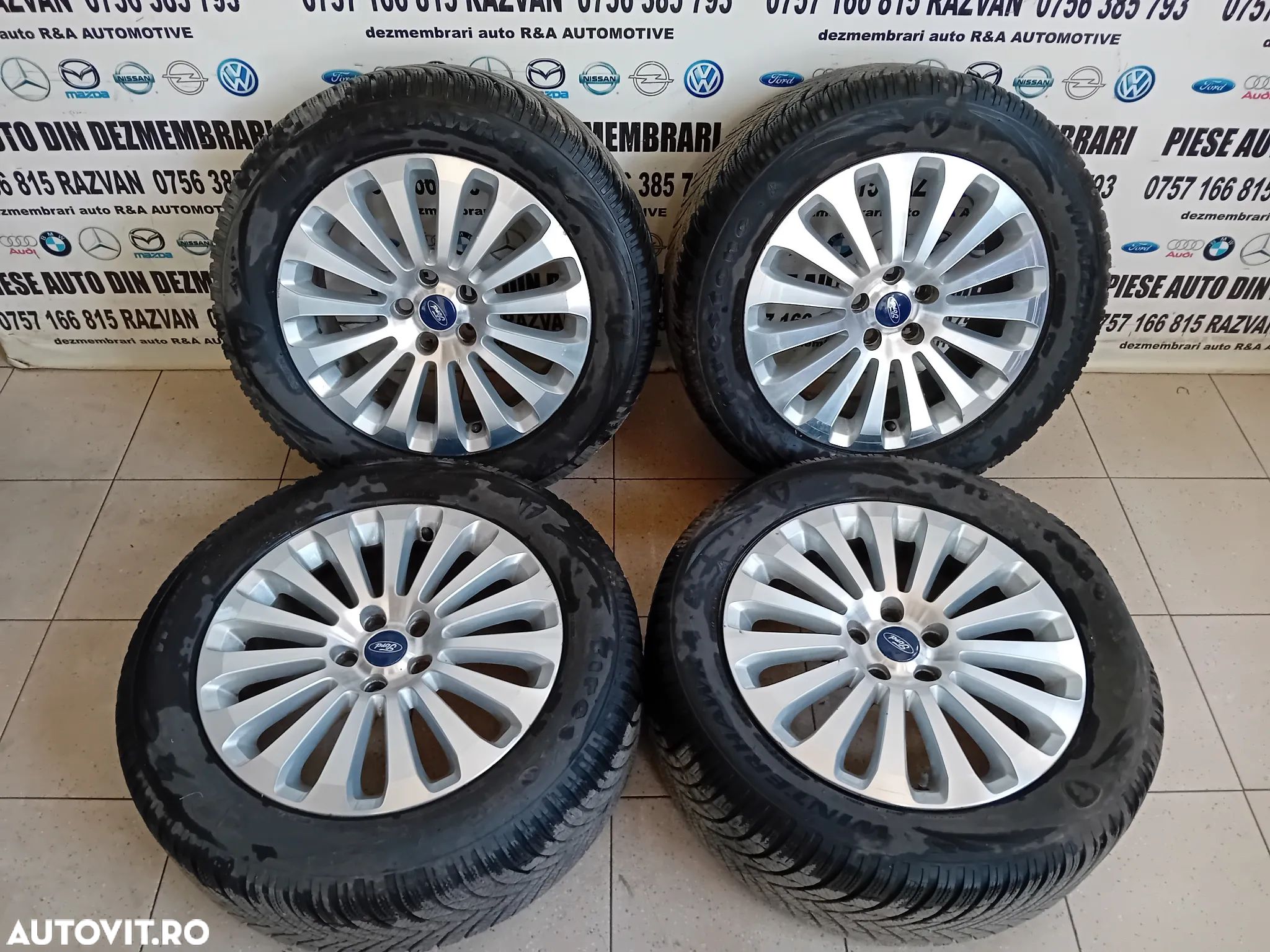 Set Jante Aluminiu Ford Kuga 1 I 235/55R17 Anvelope Iarna DOT 2922 Stare Foarte Buna - 1