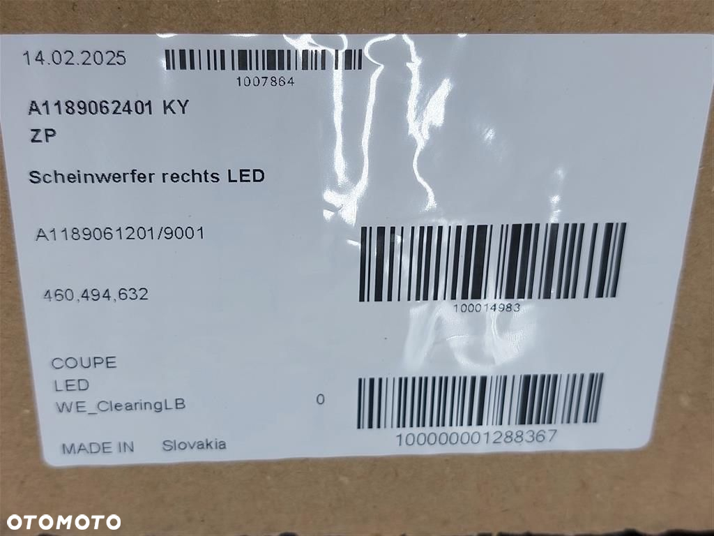 Reflektor lampa przód prawa Mercedes CLA W118 LIFT A1189061201 USA 23- - 10