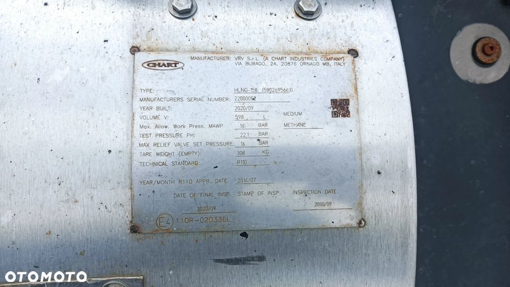 ZBIORNIK LNG GAZU ZIEMNEGO CHART 598L IVECO S WAY 2021 HLNG-158 5802695663 - 5