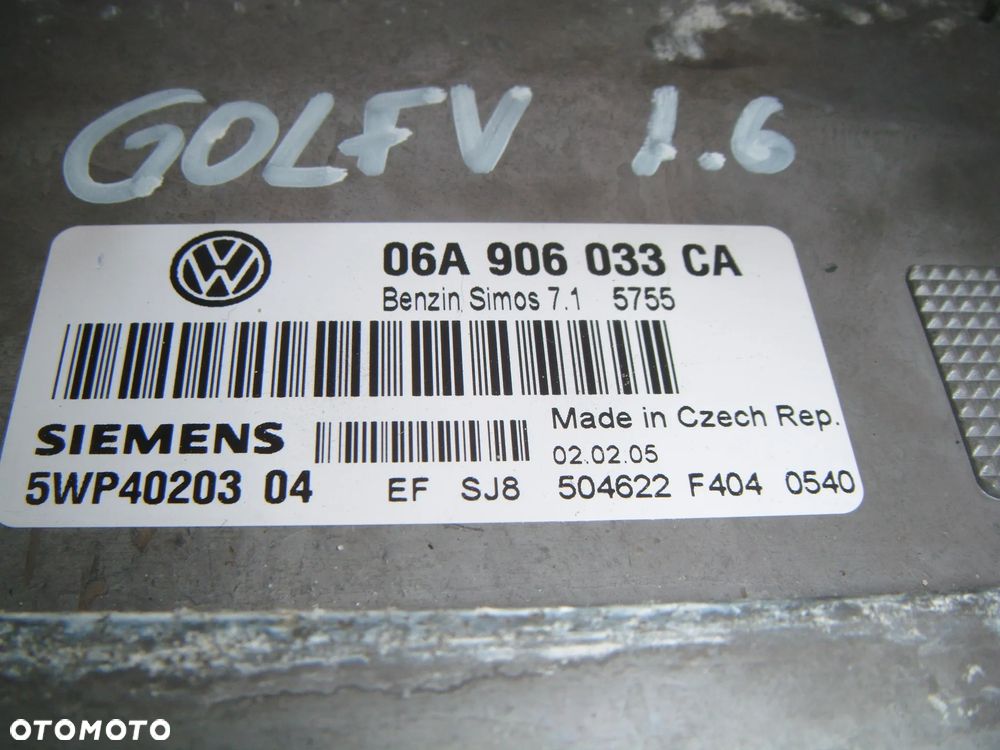vw golf V 1.6 komputer- sterownik silnika 06a906033ca - 2