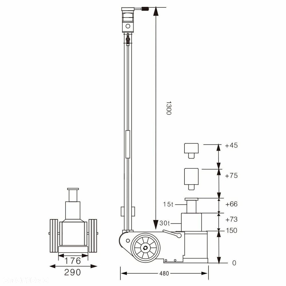 Podnośnik ciężarowy pneumatyczno - hydrauliczny 30 TON SNIT 30T S30-2EL - 4