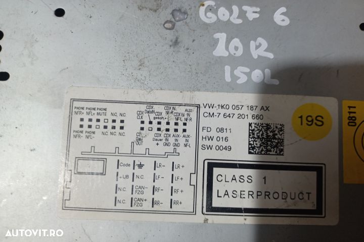 Radio cd 1K0057187AX Volkswagen VW Golf 6 [2008 - 2015] Hatchback 5-u - 5