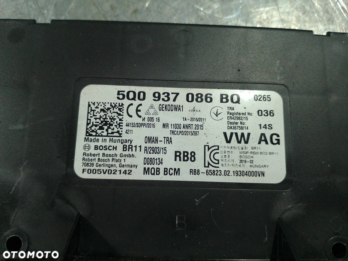 MODUŁ KOMFORTU VW PASSAT B8 5Q0937086BQ 2.0 TDI - 5