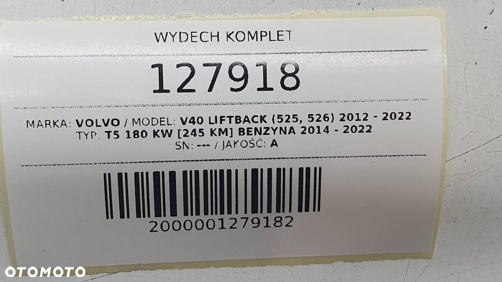 WYDECH TŁUMIK KOMPLET VOLVO V40 II T5 245KM 2.0 BENZYNA 82199048 209813 - 10