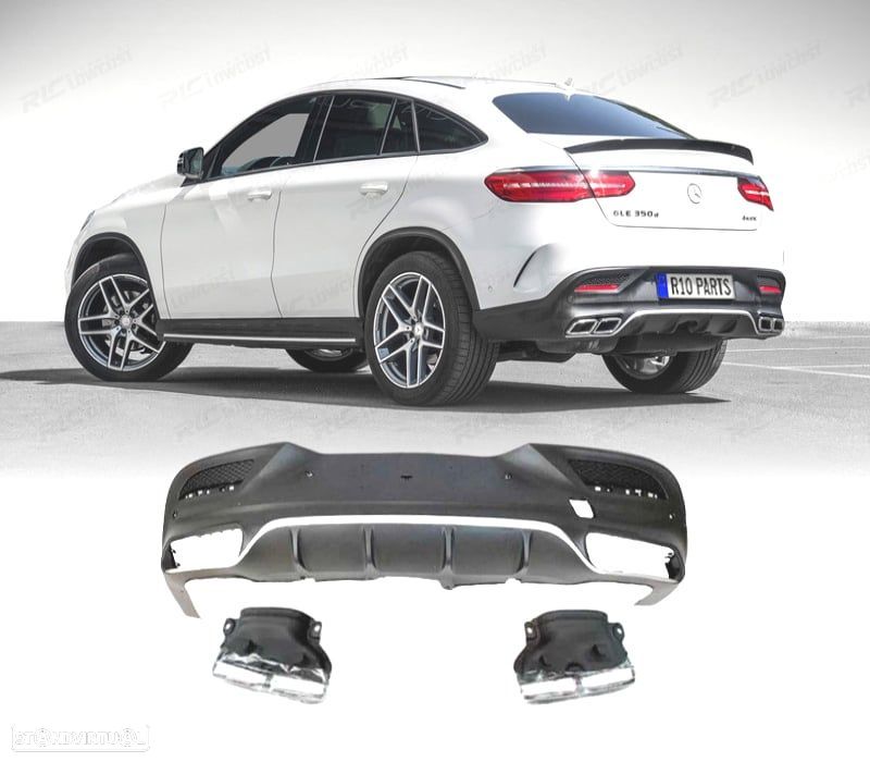 DIFUSOR MERCEDES C292 14-18 LOOK AMG GLE63 CROMADO + PONTEIRAS ESCAPE - 1
