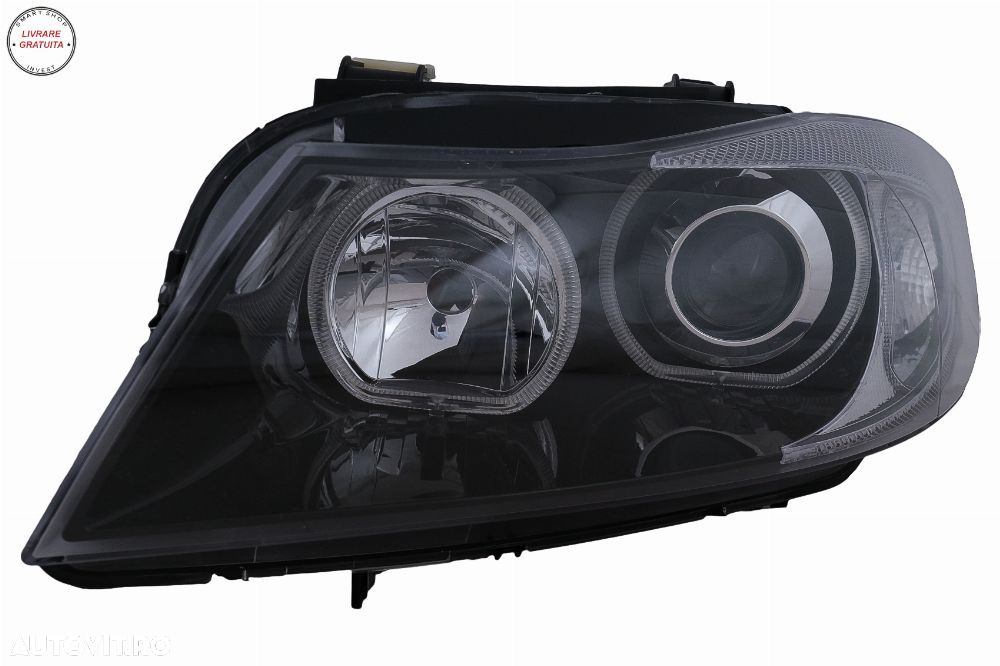 Faruri Angel Eyes BMW Seria 3 E90 Sedan E91 Touring (03.2005-2011) Negru- livrare gratuita - 5