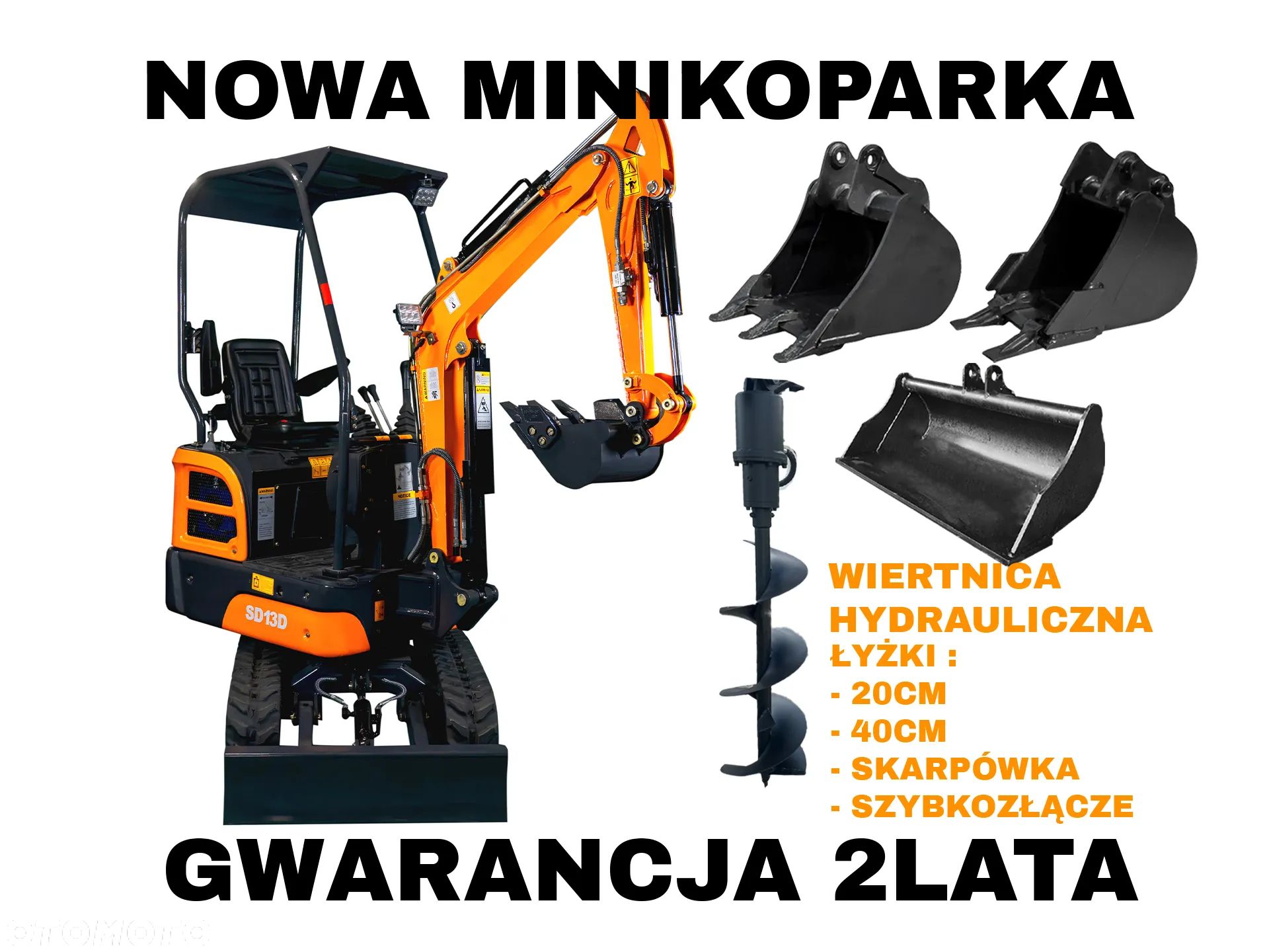Nowa minikoparka ETB-SD13 + OSPRZĘT GWARANCJA CZĘŚCI ZAMIENNE DOSTAWA - 1