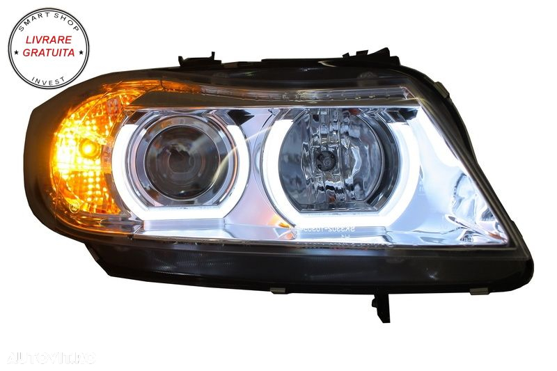 Faruri Xenon Angel Eye 3D U-TYPE BMW Seria 3 E90 E91 (03.2005-08.2008) Crom HID- livrare gratuita - 7
