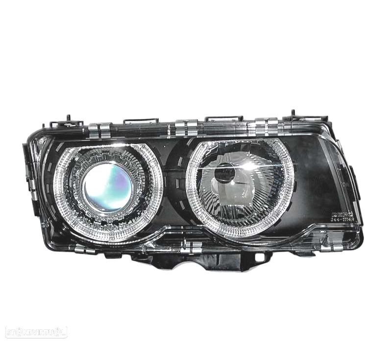 FARÓIS ANGEL EYES BMW E38 98-01 FUNDO PRETO - 2