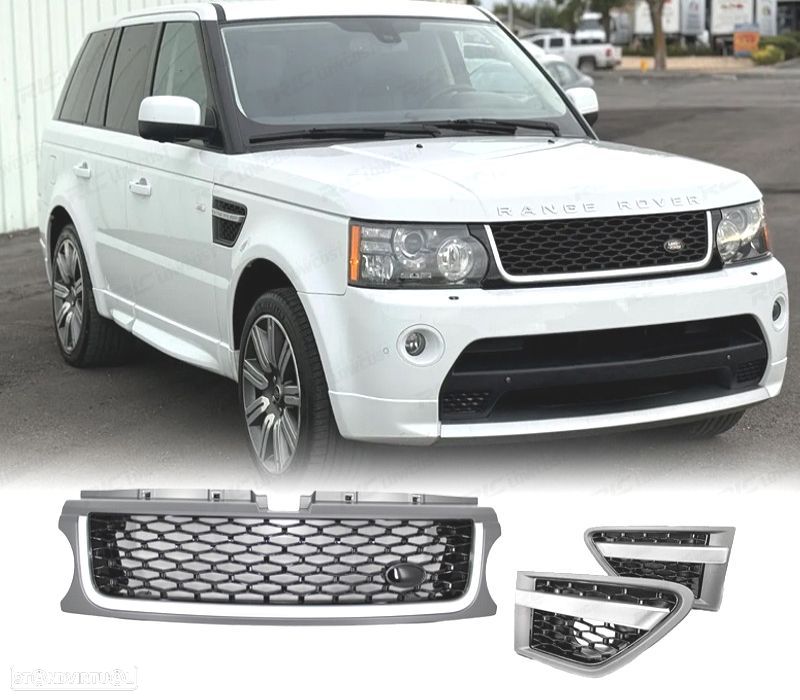 GRELHAS + ENTRADAS DE AR LATERAIS RANGE ROVER SPORT 10-13 LOOK AUTOBIOGRAPHY CINZA PRETO - 1