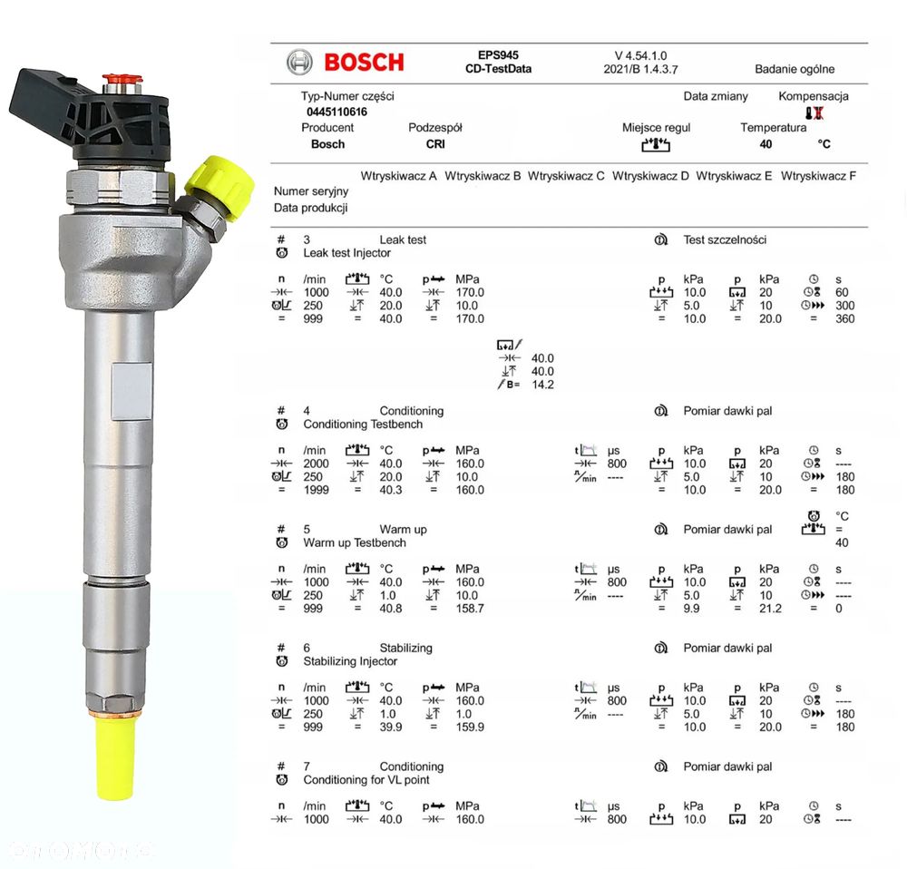Wtryskiwacz 0445110616 Bosch Regenerowany Okazja - 4