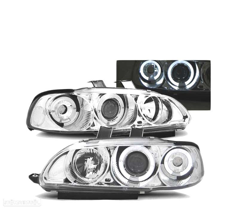 FARÓIS ANGEL EYES PARA HONDA CIVIC 91-95 2D 3D CHROME CROMADOS - 1