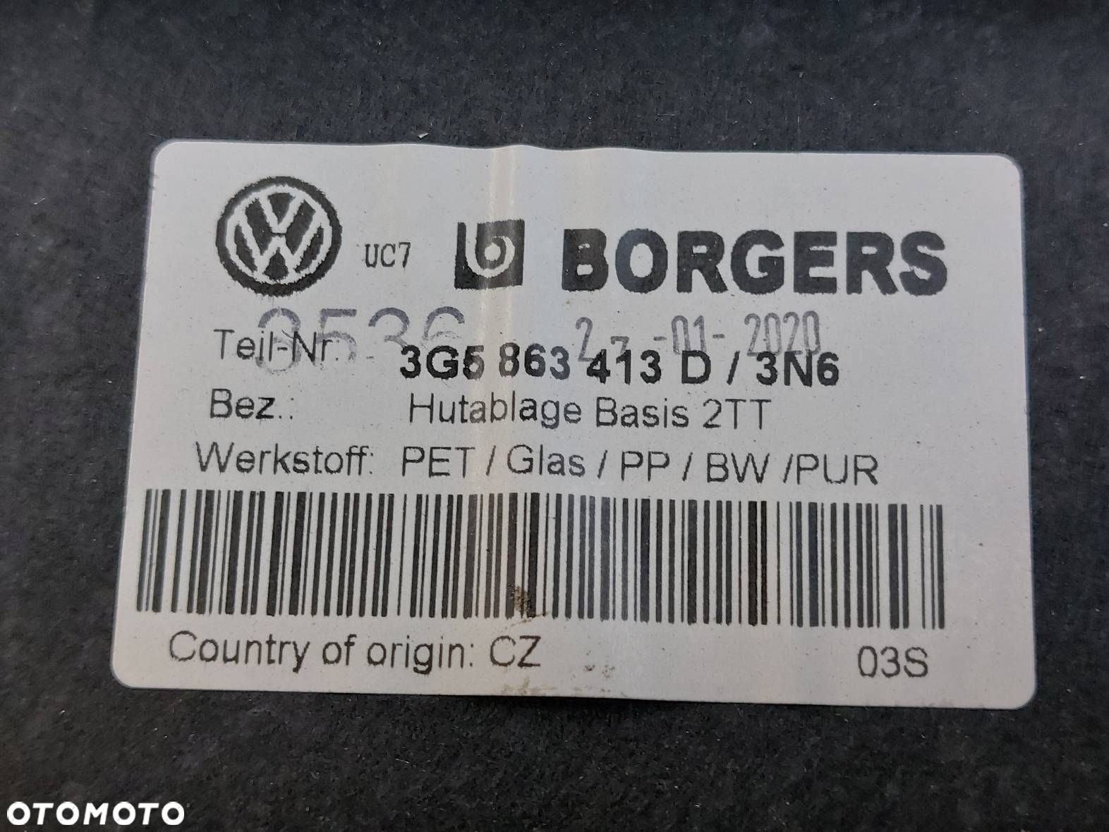 PÓŁKA BAGAŻNIKA VOLKSWAGEN PASSAT B8 LIFT SEDAN 3G5863413D 3G5864231A - 3