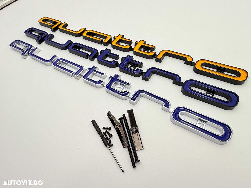 Emblema Compatibila Audi QUATTRO grila negru/galben - 6