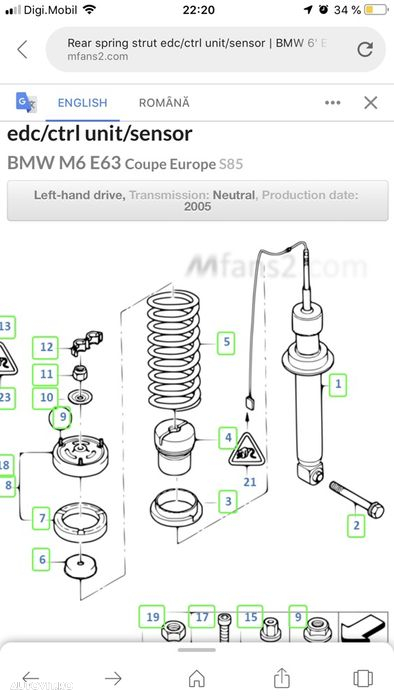 Amortizor spate EDC bmw M6 stânga sau dreapta complet cu arc - 3