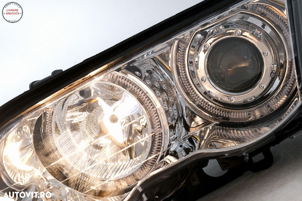 Faruri Angel Eyes BMW Seria 3 E46 Sedan Touring (05.1998-08.2001) Crom- livrare gratuita - 9