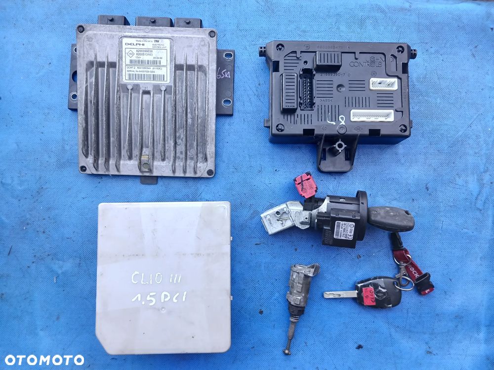 Zestaw Startowy do odpalenia Renault Clio III 1.5dci sterownik silnika 8200399038 8200652285 licznik stacyjka moduł BCM wkładka IMMO - 1