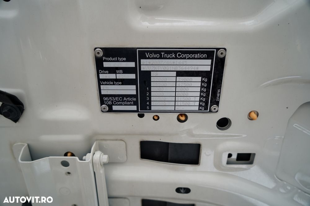 Volvo VOLVO FMX 460 / 8x4 / 9m3 BETONIERĂ / SCHWING STETTER / 9 M3 / I-SHIFT / JANTE DIN ALIAJ / EURO 6 - ANUL DE PRODUCȚIE: 2022 DATA ÎNMATRICULĂRII: 17.01.2022 VIN: YV2XTYOG1NB364494 KILOMETRAJ: 118.000 KM - EURO 6 AER CONDIȚIONAT CUTIE DE VITEZE ȘI SCHI - 38