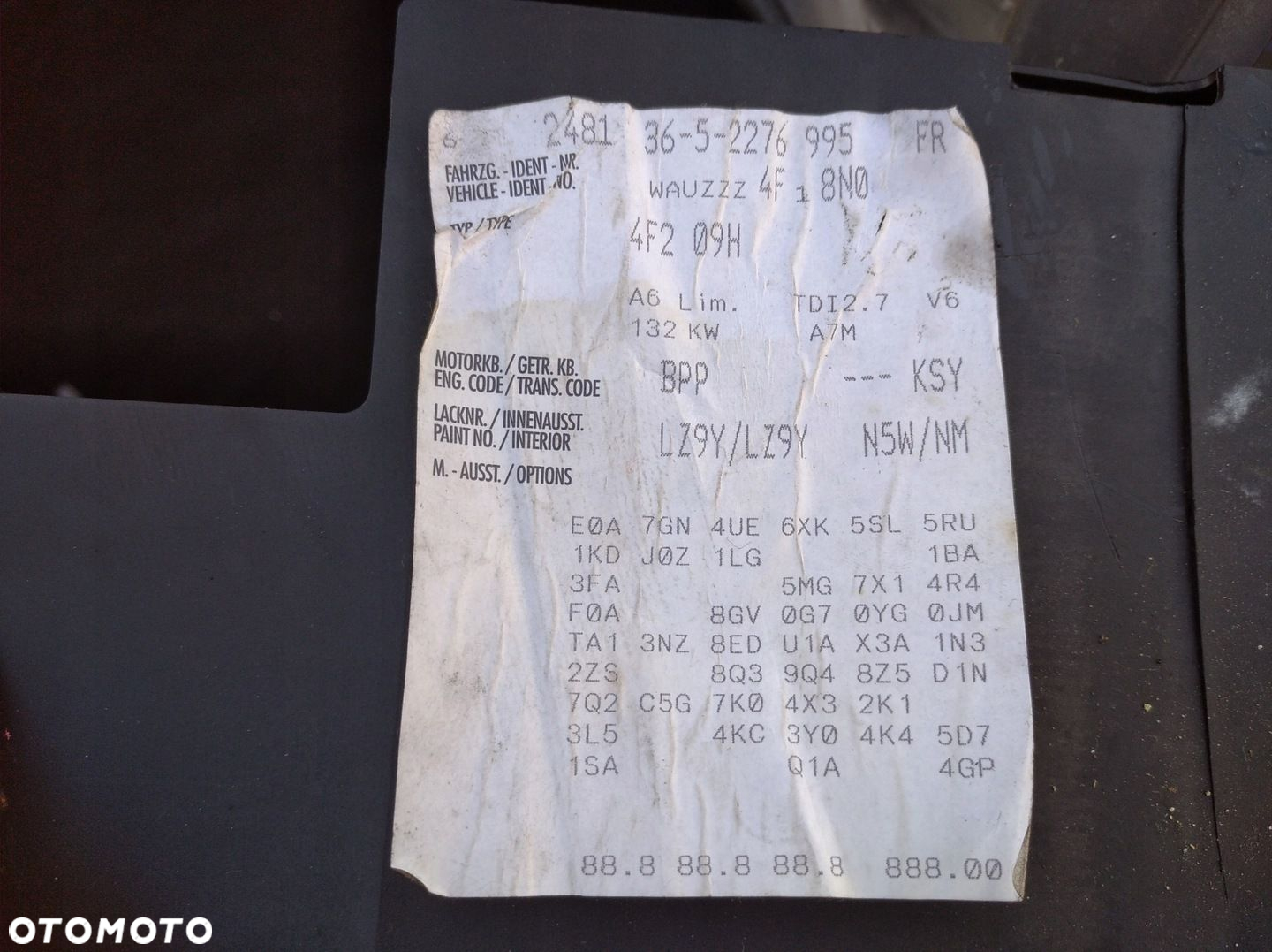AUDI A6 C6 4F 2.7 TDI PRZÓD ZDERZAK BŁOTNIK MASKA XENON LAMPA CZARNY LZ9Y - 12
