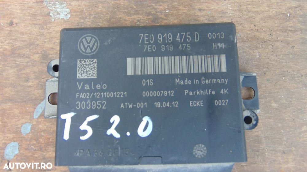 Vand Modul PDC  Volkswagen Transporter T5 facelift 2.0 diesel an 2009-2015Cod 7E0919475D - 2