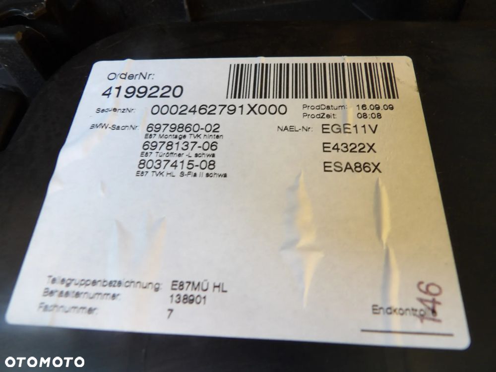 BMW - E87 - FOTELE , KANAPA , BOCZKI - UK - NIE OGRZEWANE - 7