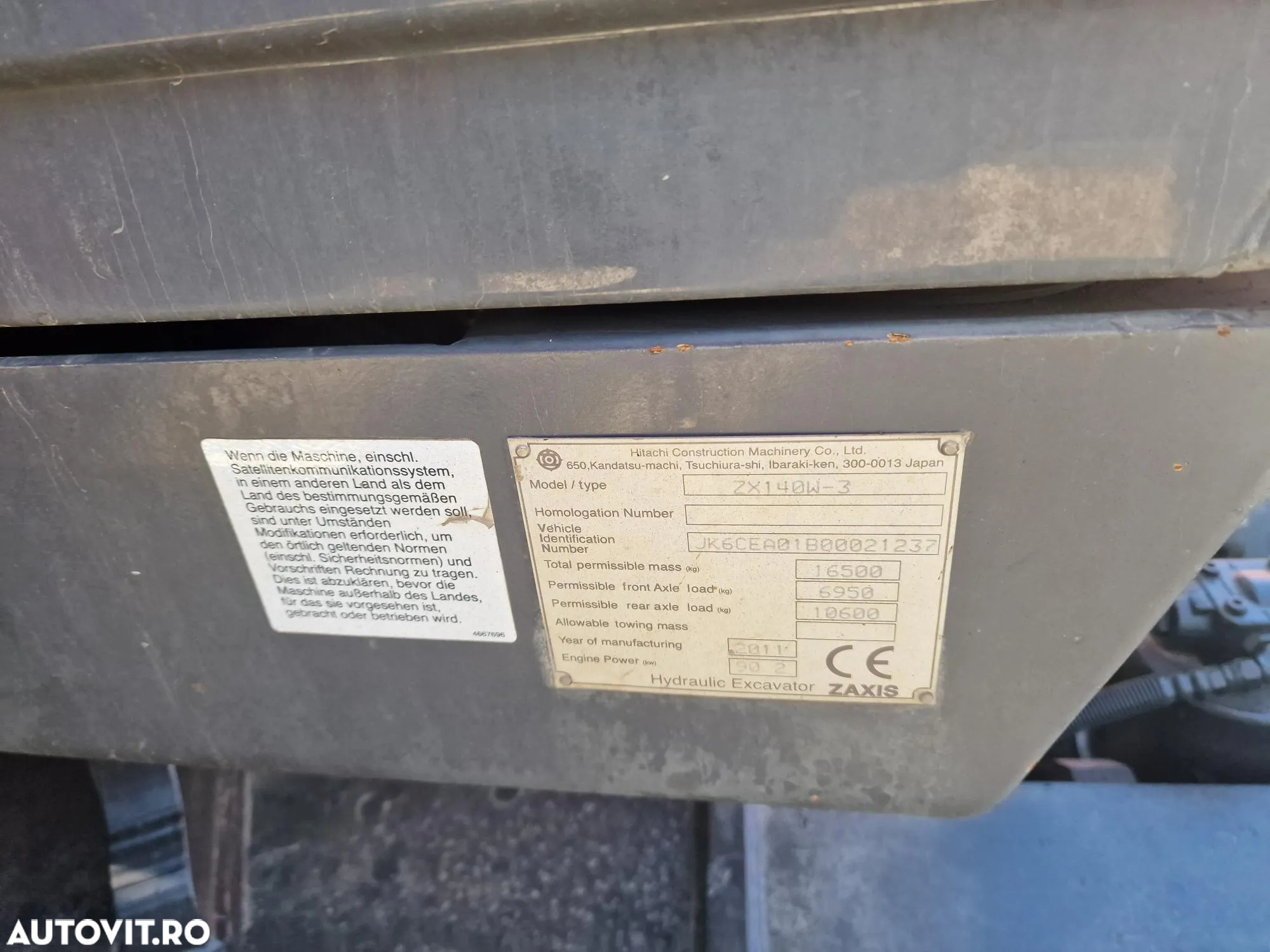 Hitachi PE ROTI, 16,5tone, 3 BRATE, 7.432h, CALE si lama nivelare, Inst picon, a doua instalatie hidr pe brate, AC, camera spate, cupa 1,2m, Ad sapare 6m, ridica  7t la 9m, hidraulica HITACHI, promotie 69.900 EUR+Tva-Posibilitate inchiriere. - 27