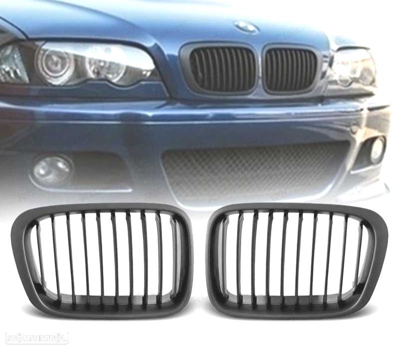 GRELHAS FRONTAIS BMW E46 BERLINA TOURING 98-01 PRETO MATT - 1
