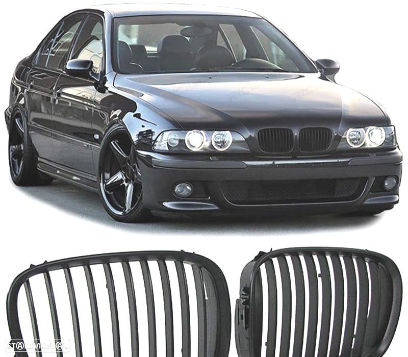 GRELHAS FRONTAIS BMW E39 95-03 LOOK PRETO MATE - 1