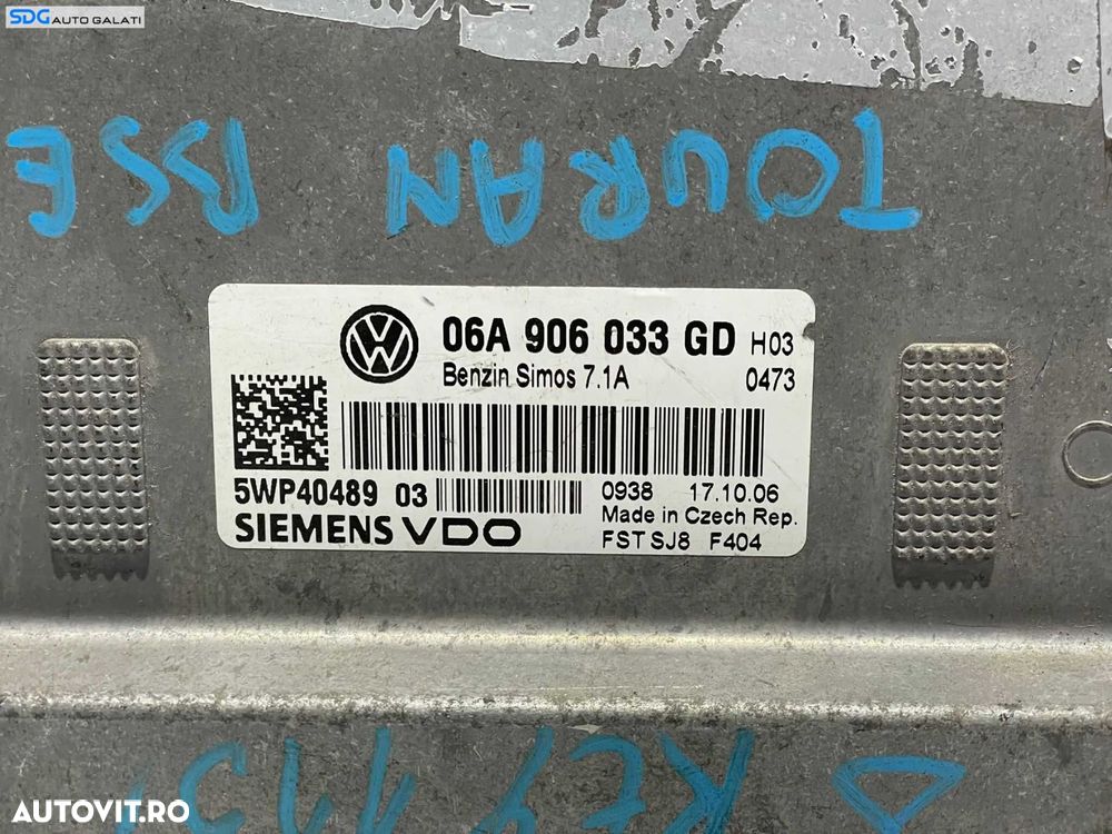 Kit Pornire ECU Calculator Motor Siemens VDO Ceas Ceasuri Bord Cheie Chei CIP Imobilizator Volkswagen Touran 1.6 BSE 2003 - 2010 Cod 06A906033GD 5WP40489 [L3141] [L3142] - 3