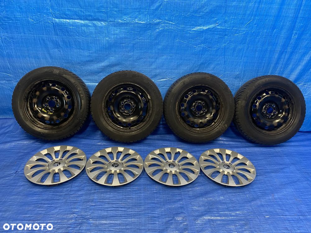 KOŁA 15 KOŁO FELGA STALOWE 6J x 15" 5X100; 57,1mm ET38 KOMPLET ; KOŁPAKI SKODA OE ; OPONY WIELOSEZONOWE NEXEN; SKODA RAPID FABIA OCTAVIA SKALA ; VW ; SEAT ; AUDI ITP. - 1