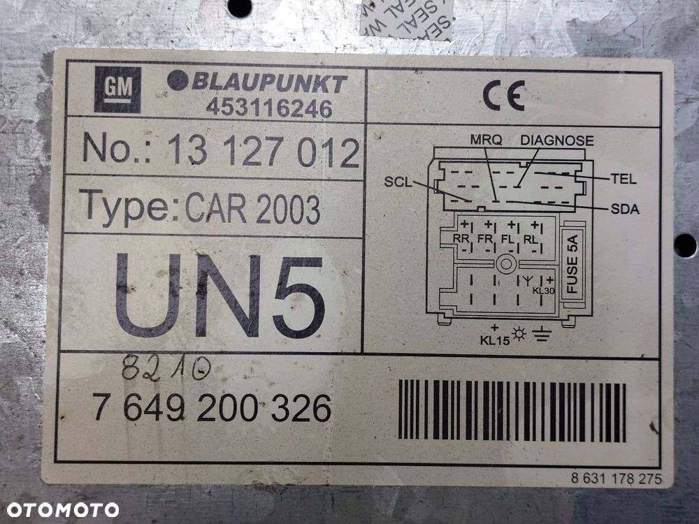 RADIO ODTWARZACZ  OPEL CORSA C 13127012 BLAUPUNKT CAR 2003 - 3