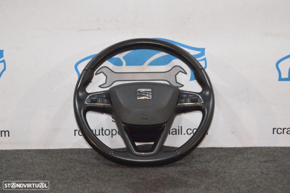VOLANTE GUIADOR COMPLETO SEAT LEON 5F PELE COMANDOS MULTIFUNÇÕES AIRBAG IBIZA 6F - 2