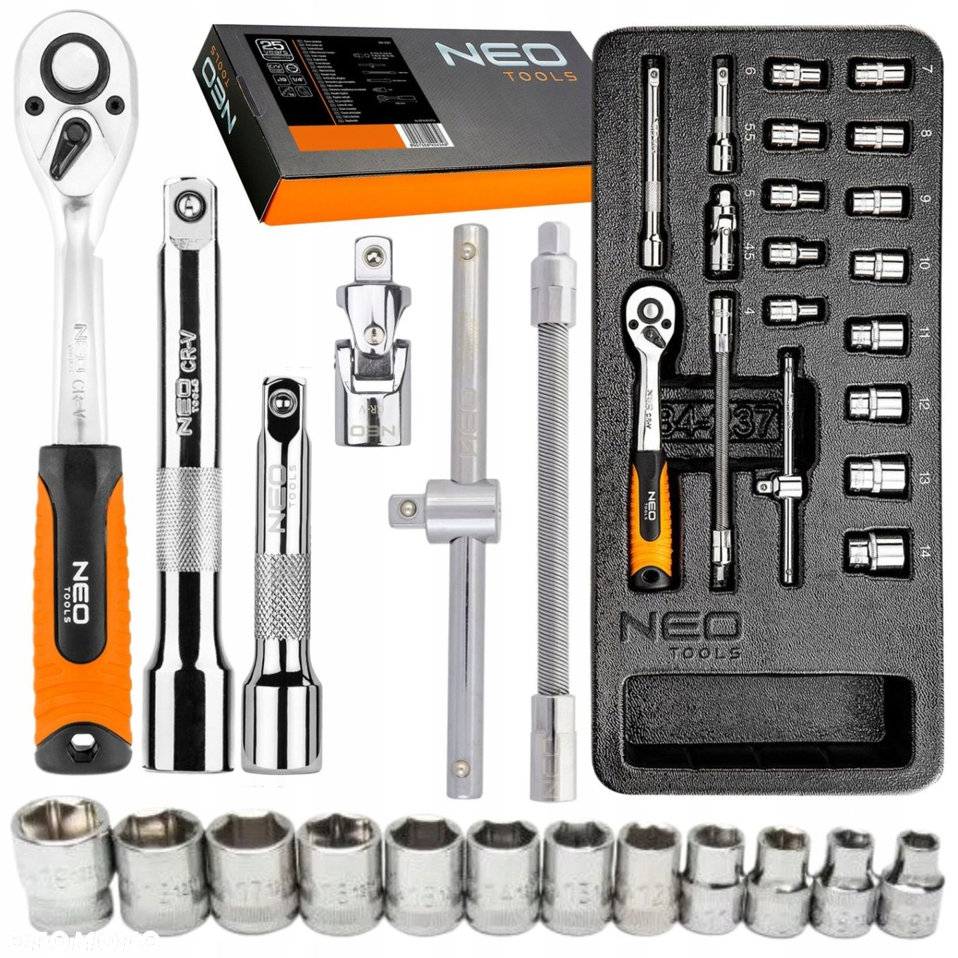 NEO WKŁAD KLUCZE NASADOWE 1/4" 19 SZT 84-237 - 10