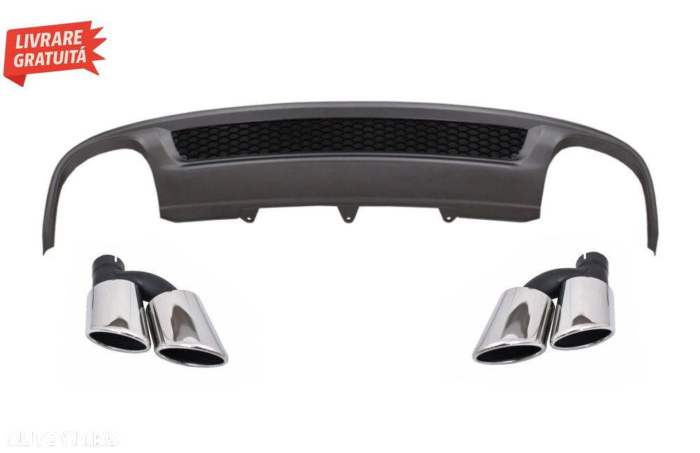 Difuzor Bara Spate si Ornamente toba AUDI A4 B8 Facelift Sedan/Avant (2012-2015) S- livrare gratuita - 1