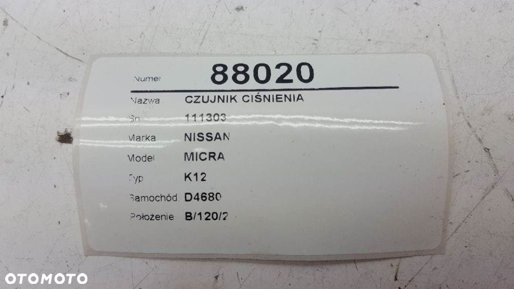CZUJNIK CIŚNIENIA NISSAN MICRA K12 1.2 16V 111303 - 4