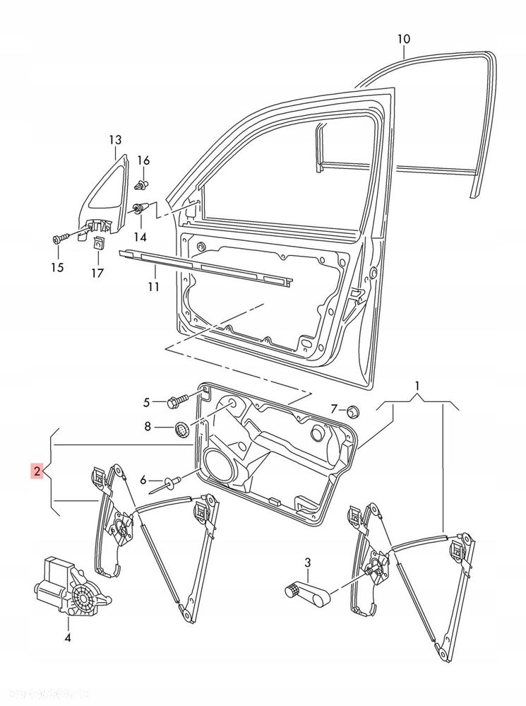 mechanizm podnośnik szyby prawy przód vw golf iv 1j4837461h - 2