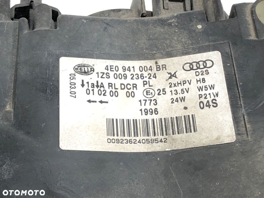 REFLEKTOR PRAWY PRZÓD XENON  AUDI A8 D3 (4E2, 4E8) 2002 - 2010 4.0 TDI quattro 202 kW [275 KM] olej - 7