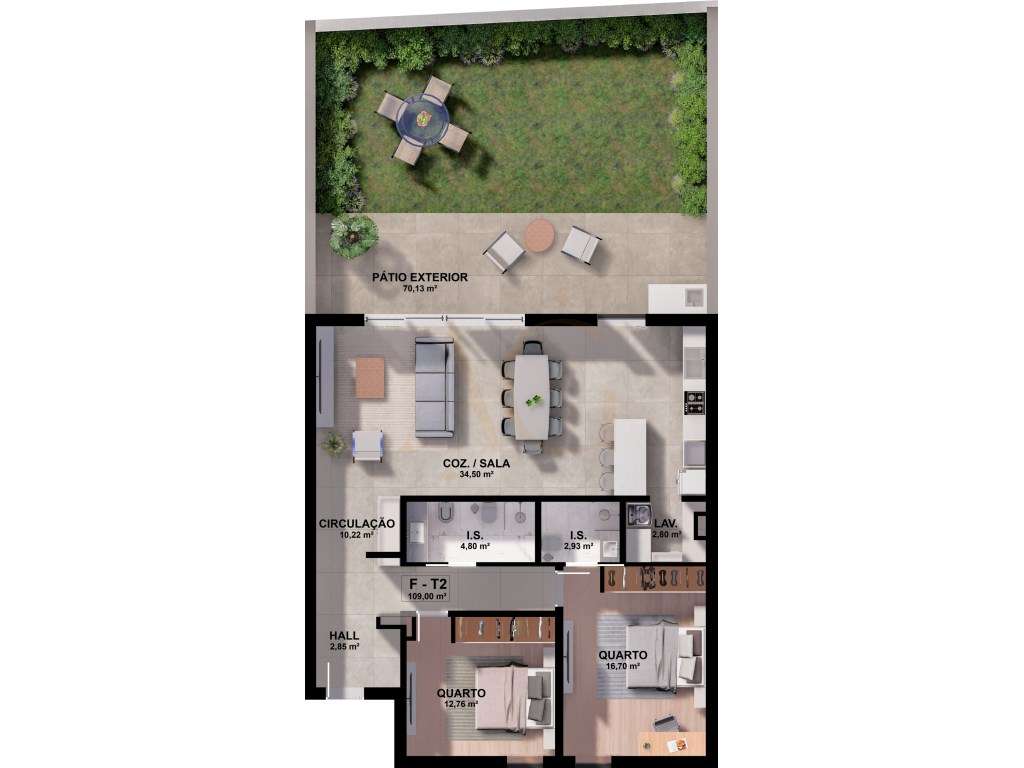 Apartamento T2 com Jardim Privativo e Piscina comum em Tavira - Grande imagem: 3/9
