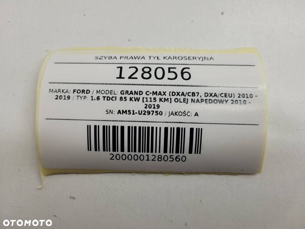 SZYBA PRAWA TYŁ KAROSERYJNA CHROM FORD GRAND C-MAX AM51-U29750 - 6