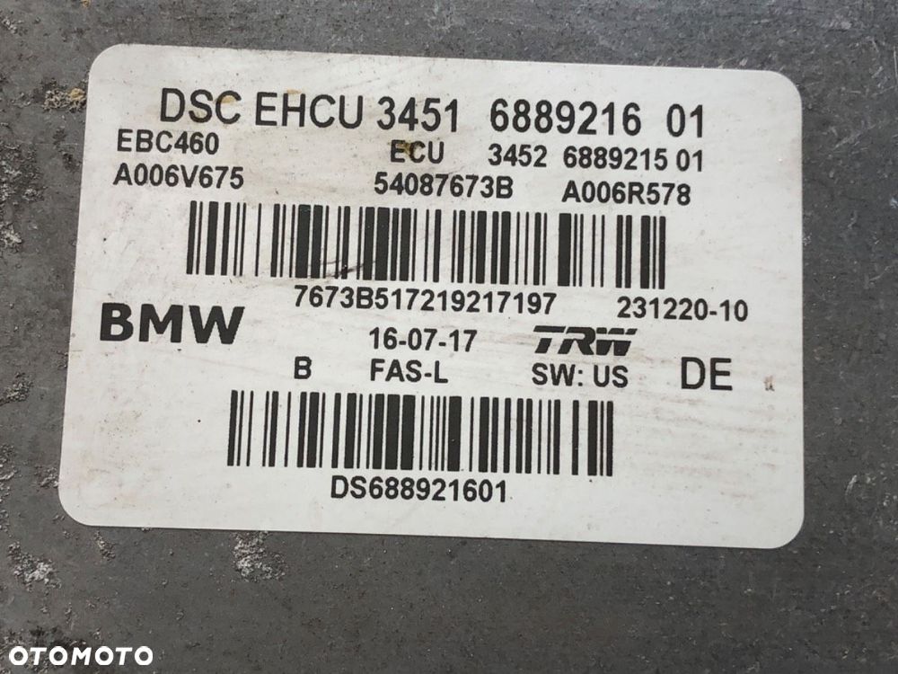 POMPA ABS  BMW 5 (G30, F90) 2016 - 2022 540 i xDrive 250 kW [340 KM] benzyna 2016 - 2020 6889216 - 4
