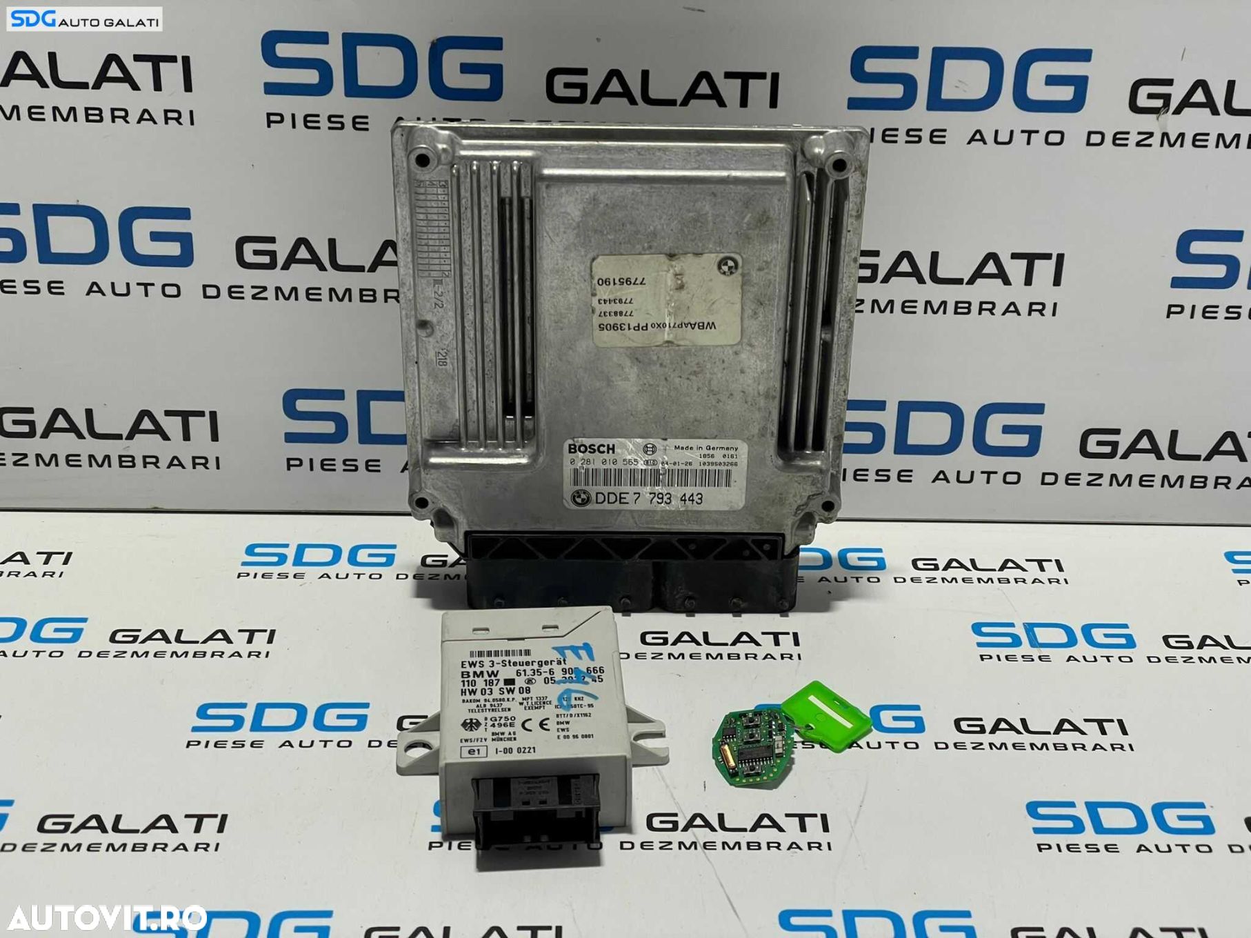 Kit Pornire ECU Calculator Cheie Chei Cip Imobliziator Motor Bosch BMW Seria 3 E46 2.0 Diesel 1998 - 2005 Cod 7793443 0281010565 6905666 [L2756] - 1